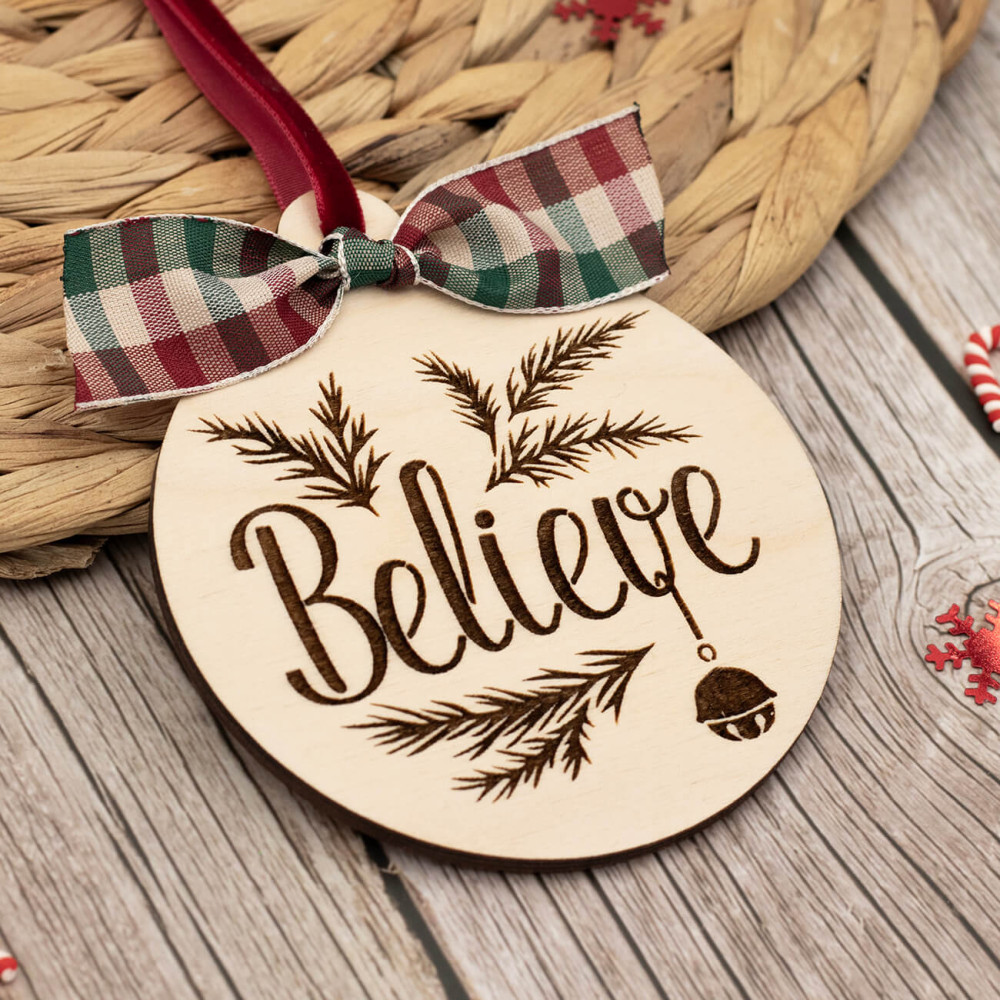 Χριστουγεννιάτικο ξύλινο στολίδι, believe