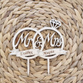 Διακοσμητικό τούρτας (Cake topper) δαχτυλίδια Mr and Mrs με ονόματα
