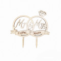 Διακοσμητικό τούρτας (Cake topper) δαχτυλίδια Mr and Mrs με ονόματα