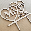 Διακοσμητικό τούρτας (Cake topper) καρδιές Mr and Mrs, 20 Χ 20