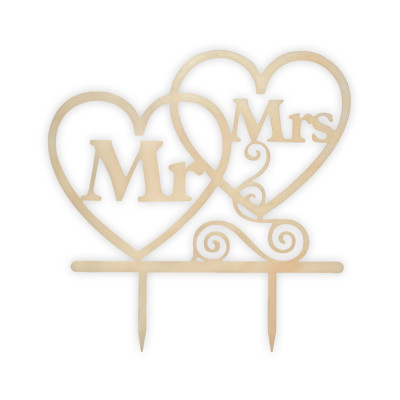 Διακοσμητικό τούρτας (Cake topper) καρδιές Mr and Mrs, 20 Χ 20