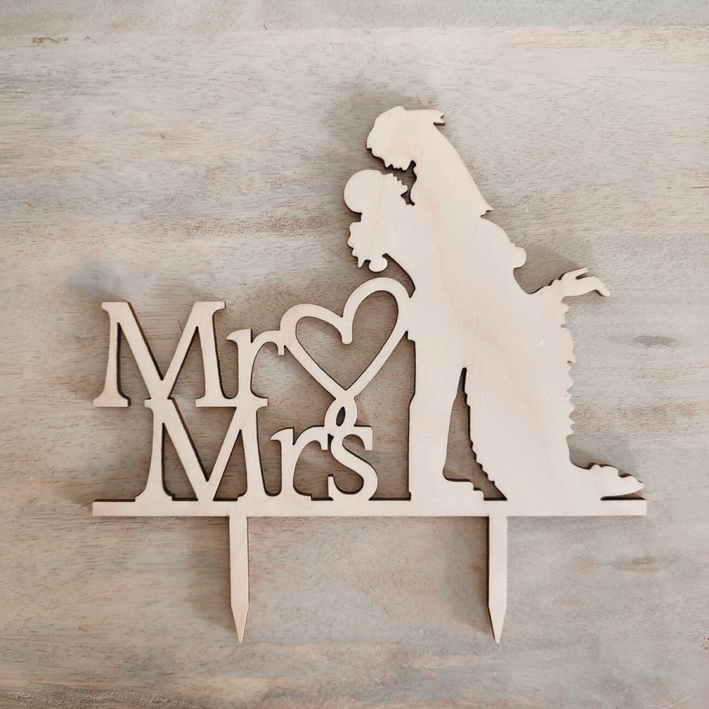 Διακοσμητικό τούρτας (Cake topper) ζευγάρι Mr and Mrs, 18 εκατοστά