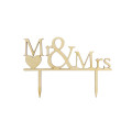 Διακοσμητικό τούρτας (Cake topper) οριζόντιο Mr and Mrs, 15,5 εκατοστά