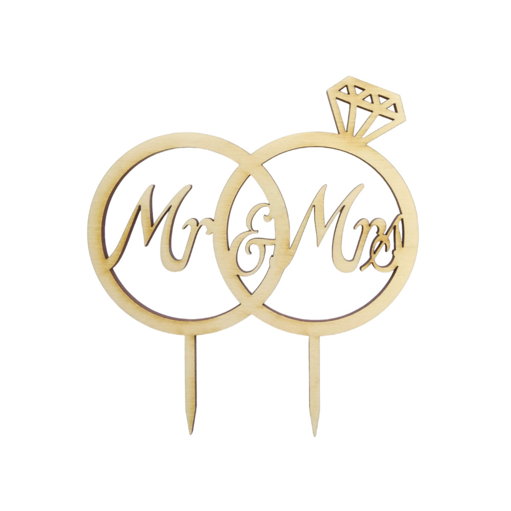Διακοσμητικό τούρτας (Cake topper) δαχτυλίδια Mr and Mrs