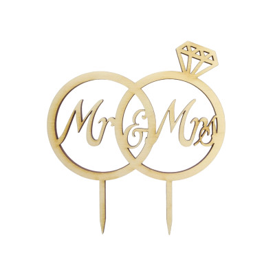 Διακοσμητικό τούρτας (Cake topper) δαχτυλίδια Mr and Mrs
