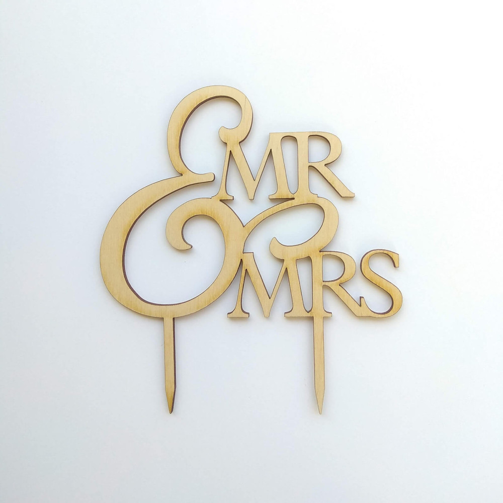 Διακοσμητικό τούρτας (Cake topper) Mr & Mrs, 16 εκατοστά