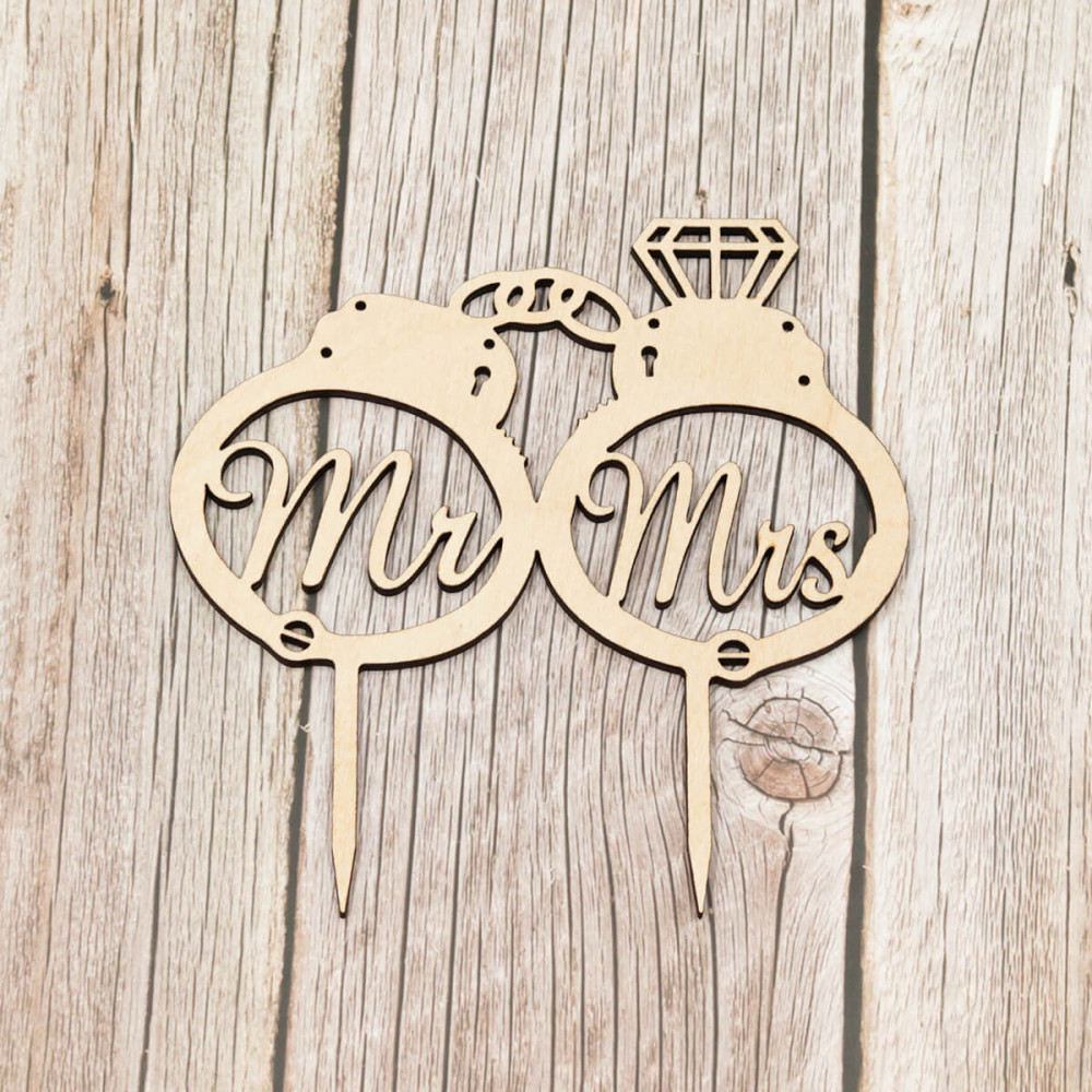 Cake topper Mr and Mrs, χειροπέδες