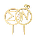 Διακοσμητικό τούρτας (cake topper) δαχτυλίδια με μονογράμματα, 16 εκατοστά
