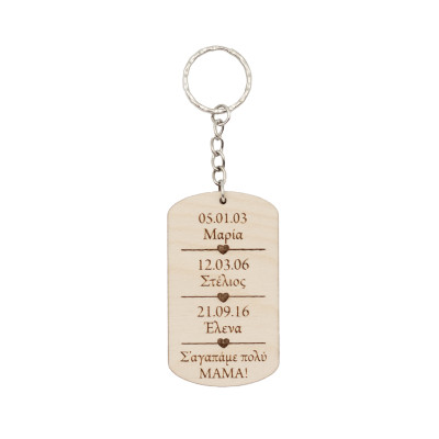 Μπρελόκ για τη μαμά με ημερομηνίες γέννησης παιδιών