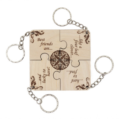 Τετραπλό μπρελόκ φιλίας με φράση puzzle