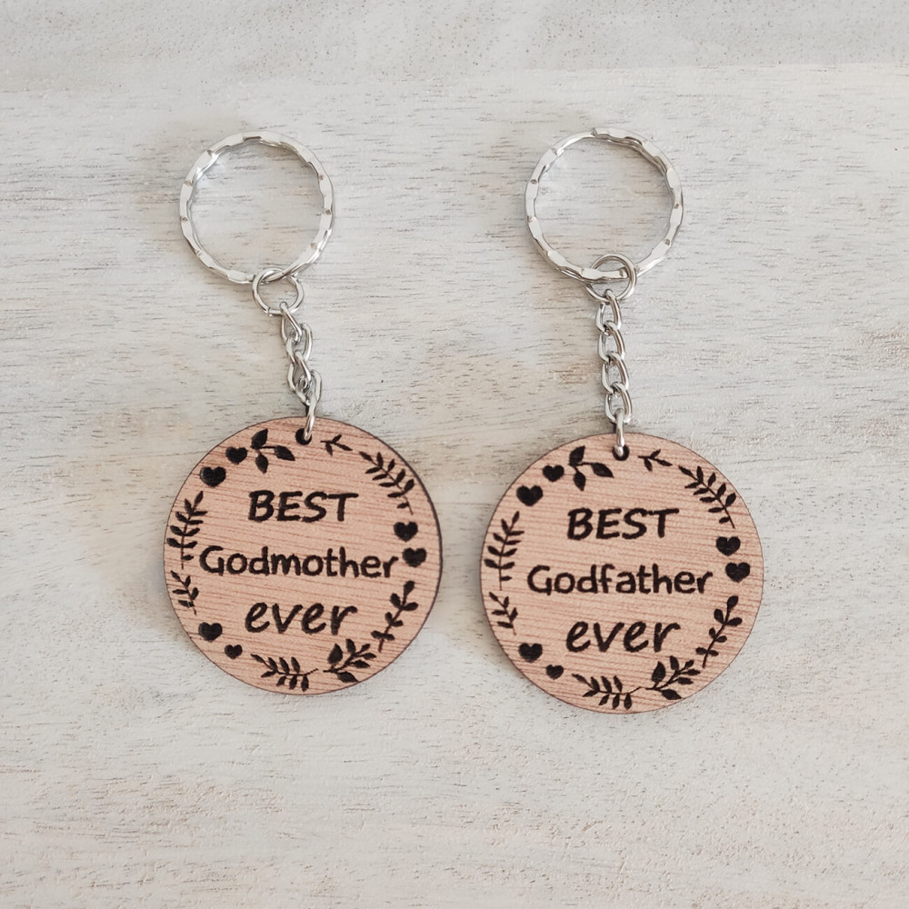 Μπρελόκ ξύλινο για νονά, Best Godmother Ever