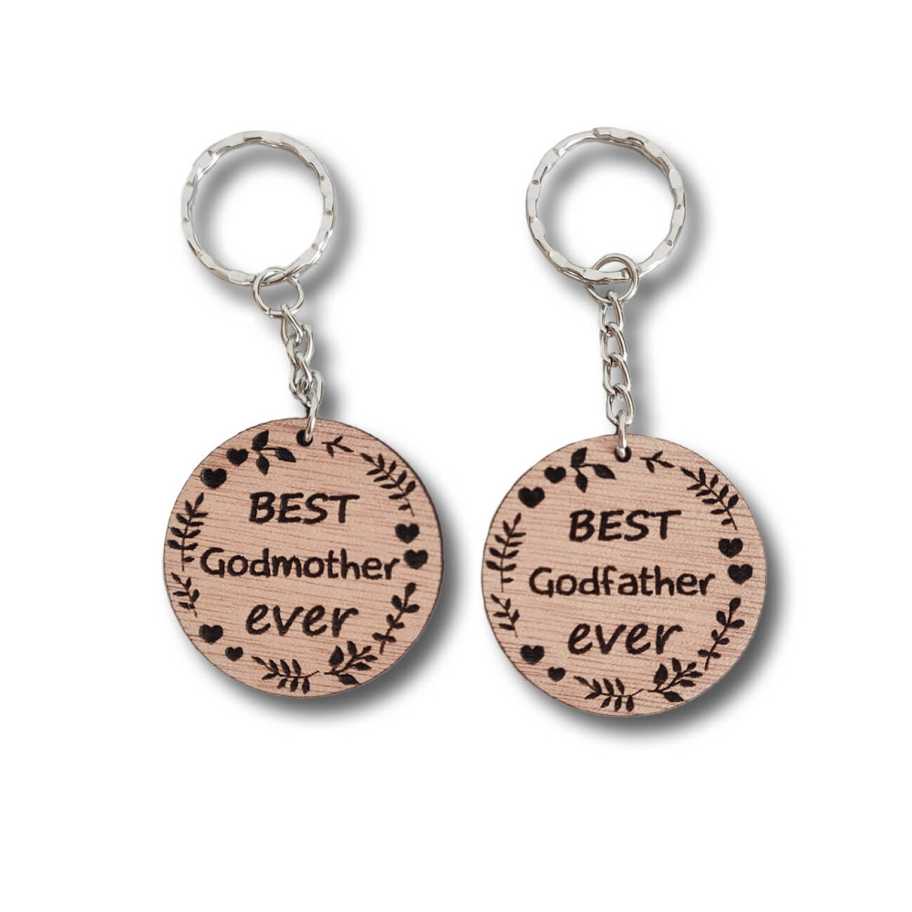 Σετ μπρελόκ για την νονά και τον νονό Best Godmother + Best Godfather Ever