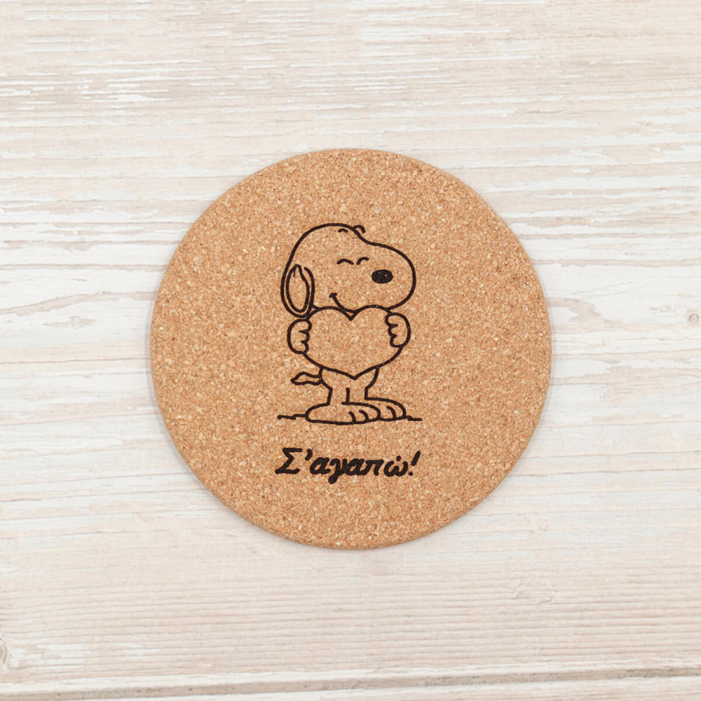 Σουβέρ φελλός, Snoopy με κείμενο